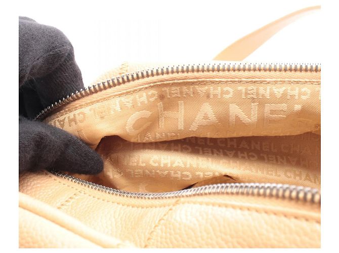 Borsa Boston in pelle beige Chanel Chocolate Bar Marrone - vista 4