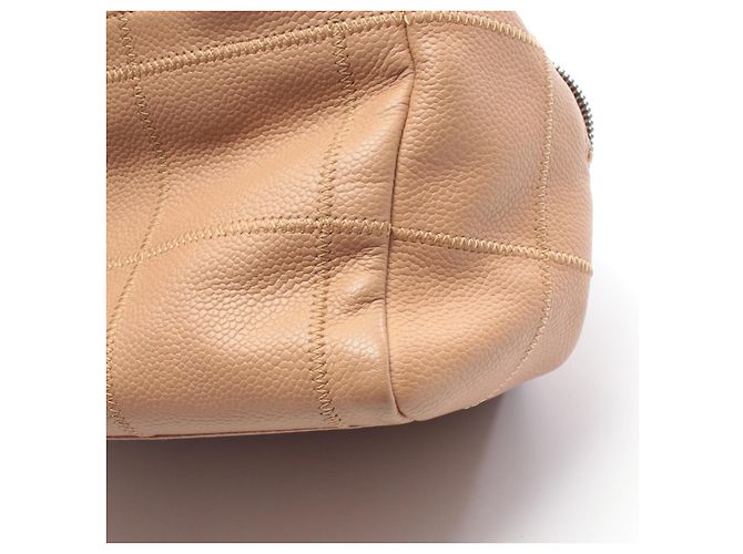 Borsa Boston in pelle beige Chanel Chocolate Bar Marrone - vista 5