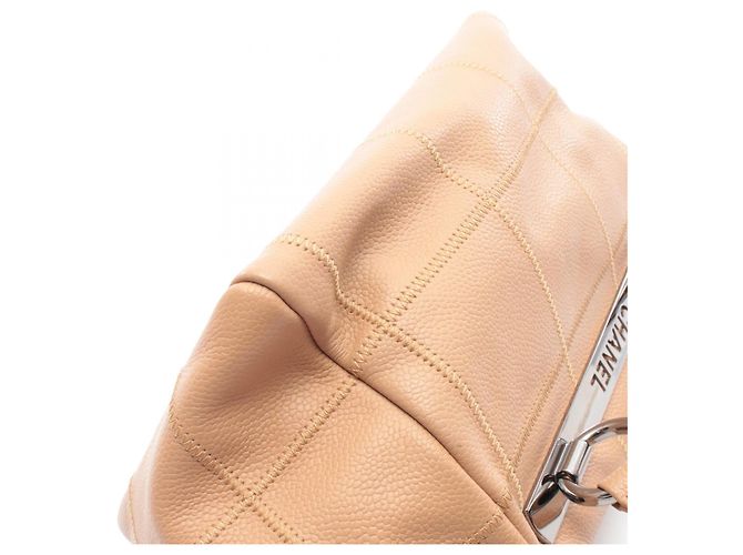 Borsa Boston in pelle beige Chanel Chocolate Bar Marrone - vista 6