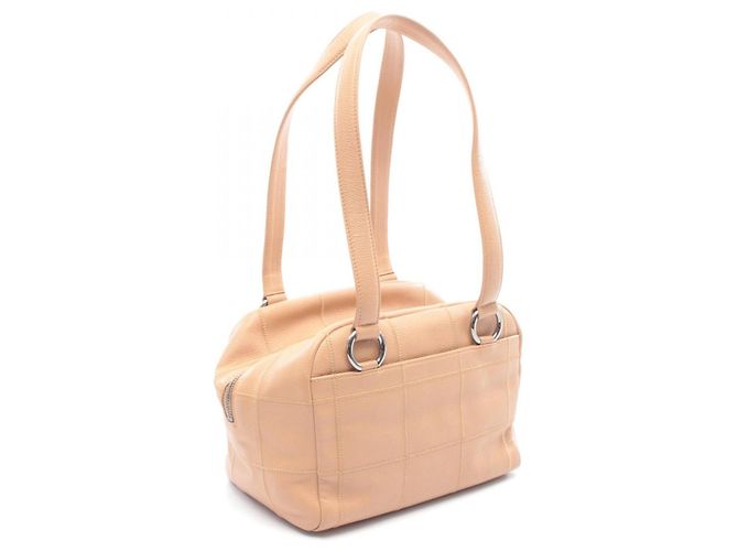 Borsa Boston in pelle beige Chanel Chocolate Bar Marrone - vista 9