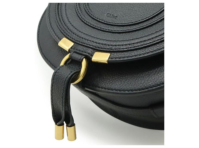 Chloé Borsa a sella piccola in pelle nera Chloe Marcie Nero - vista 8