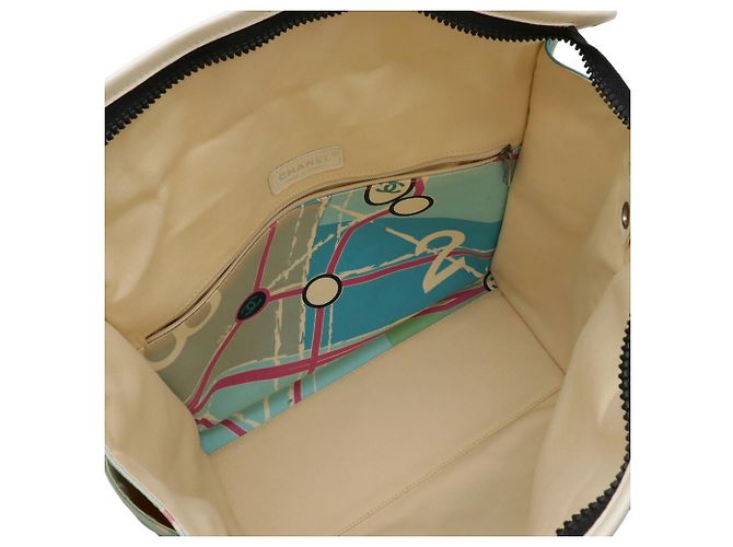 Chanel Paris Map Kreuzfahrt-Linie Tragetasche Blau Mehrfarben Orange - Ansicht 8