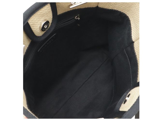 CHANEL Deauville PM Tote Tasche Schwarz Beige - Ansicht 7