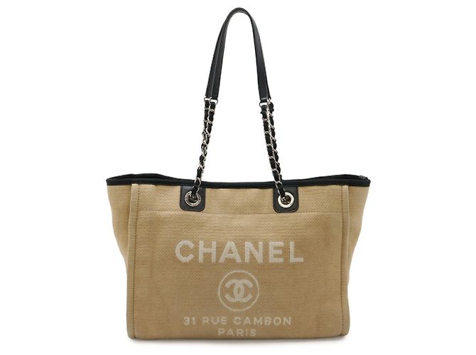 Borsa Tote MM della linea Deauville CHANEL Nero Beige - vista 2