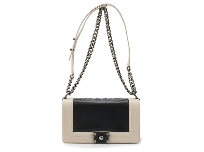 Chanel Boy Chanel 25 Coco Mark Ketten Schultertasche Schwarz Roh - Ansicht 2