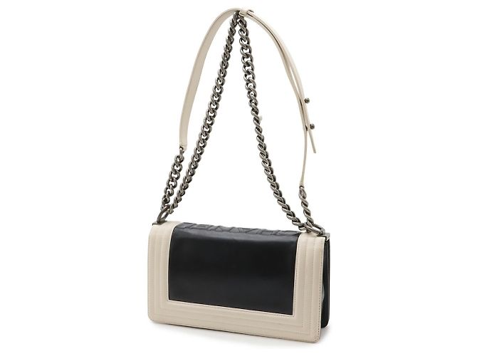 Chanel Boy Chanel 25 Coco Mark Ketten Schultertasche Schwarz Roh - Ansicht 3