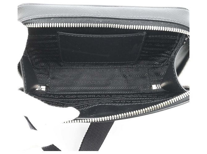 Borsa a spalla in pelle Saffiano nera Prada Nero - vista 10
