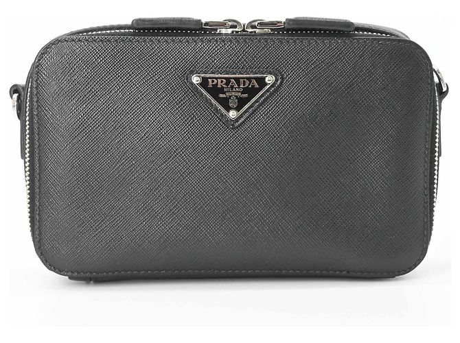 Borsa a spalla in pelle Saffiano nera Prada Nero - vista 2