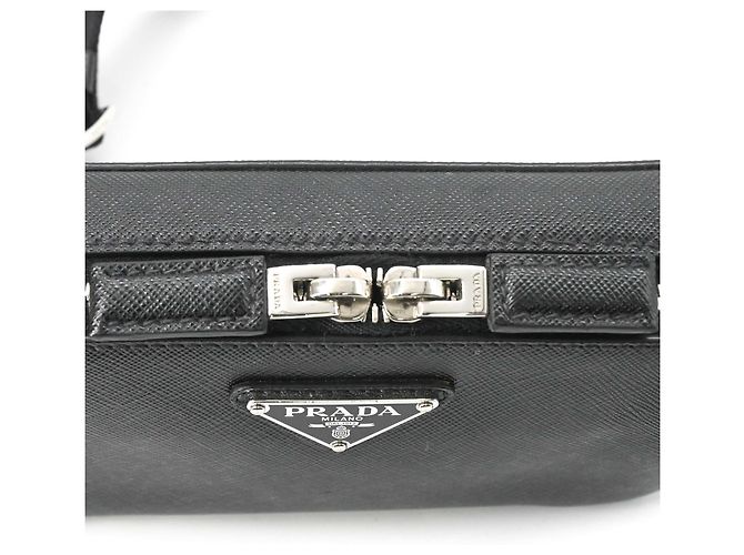 Borsa a spalla in pelle Saffiano nera Prada Nero - vista 9