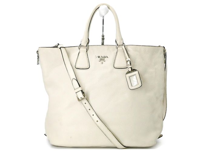 Tote Borsa a spalla in pelle Prada Bianco - vista 2