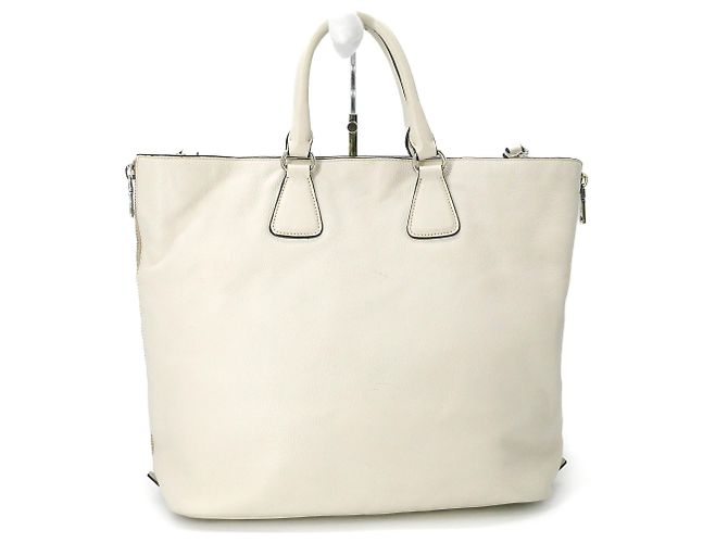 Tote Borsa a spalla in pelle Prada Bianco - vista 3