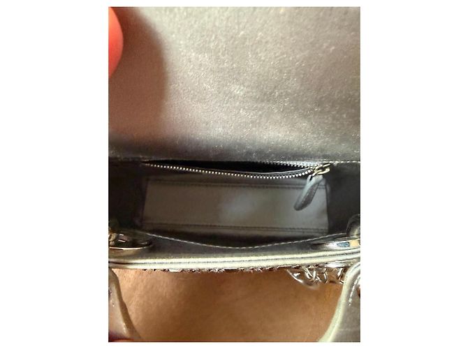 Dior Lady Dior Mini Borsa Argento con Strass - vista 11