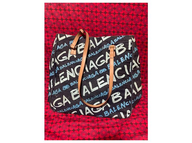 Borsa Balenciaga in denim blu - vista 2