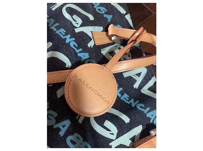 Borsa Balenciaga in denim blu - vista 3
