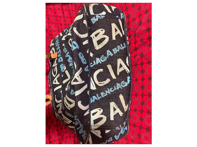 Borsa Balenciaga in denim blu - vista 5