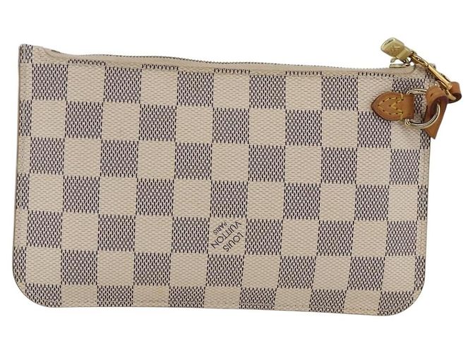 Louis Vuitton Neverfull Pochette Damier Ebene Small Bianco - vista 2