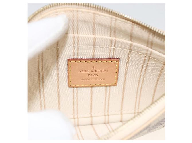 Louis Vuitton Neverfull Pochette Damier Ebene Small Bianco - vista 6