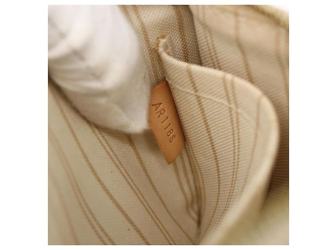Louis Vuitton Neverfull Pochette Damier Ebene Small Bianco - vista 7