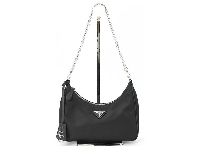 Borsa a Spalla in Nylon e Pelle Tessuto di Prada Nero - vista 2