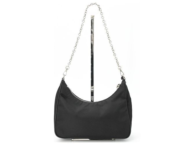 Borsa a Spalla in Nylon e Pelle Tessuto di Prada Nero - vista 3