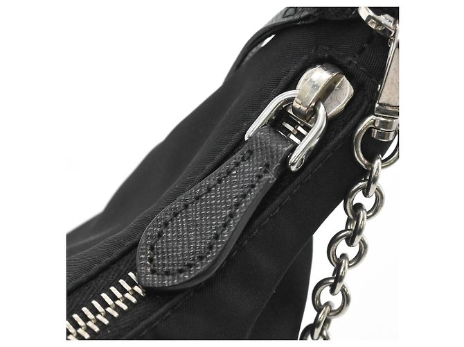 Borsa a Spalla in Nylon e Pelle Tessuto di Prada Nero - vista 7