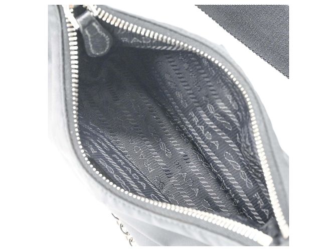 Borsa a Spalla in Nylon e Pelle Tessuto di Prada Nero - vista 8