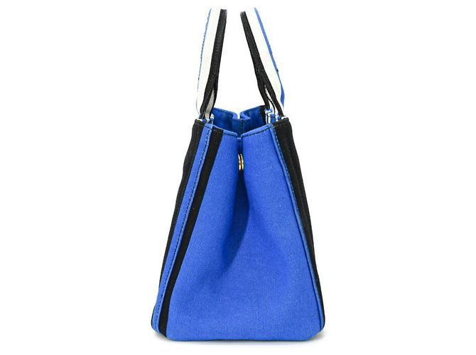 Prada Canapa Handtasche Schwarz Blau Weiß Canvas - Ansicht 5