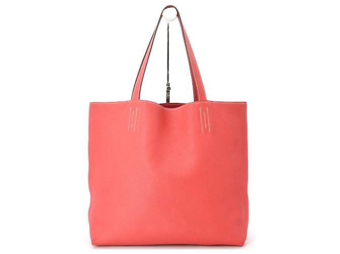 Borsa Tote Double Sens 45 Hermès Rosa Rosso - vista 2
