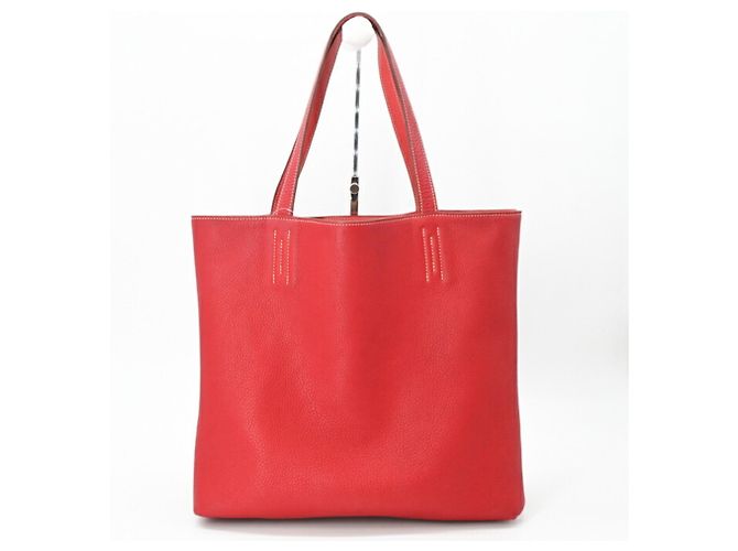 Borsa Tote Double Sens 45 Hermès Rosa Rosso - vista 3