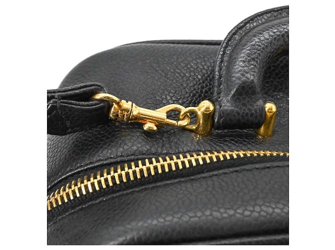 Borsa Vanity in Pelle Caviar Chanel Coco Mark Nero - vista 12