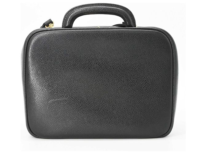 Borsa Vanity in Pelle Caviar Chanel Coco Mark Nero - vista 2