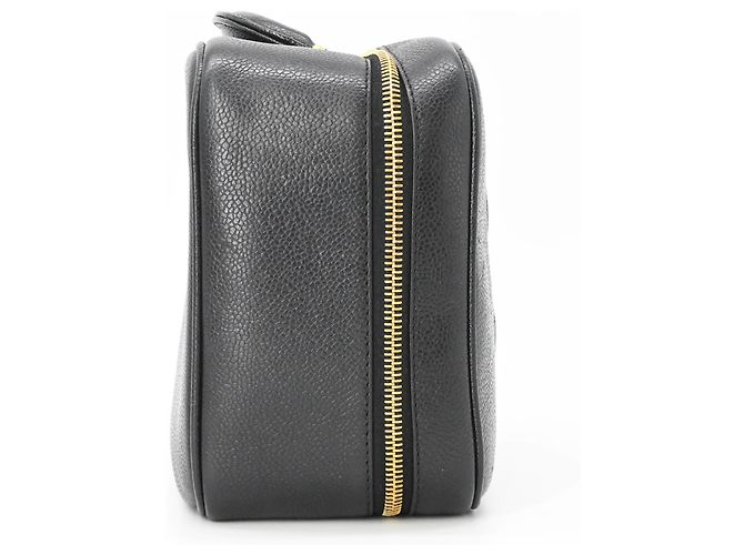 Borsa Vanity in Pelle Caviar Chanel Coco Mark Nero - vista 3