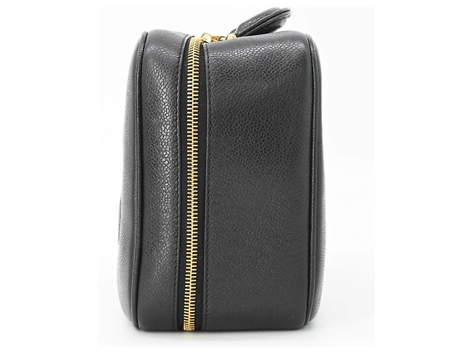 Borsa Vanity in Pelle Caviar Chanel Coco Mark Nero - vista 4