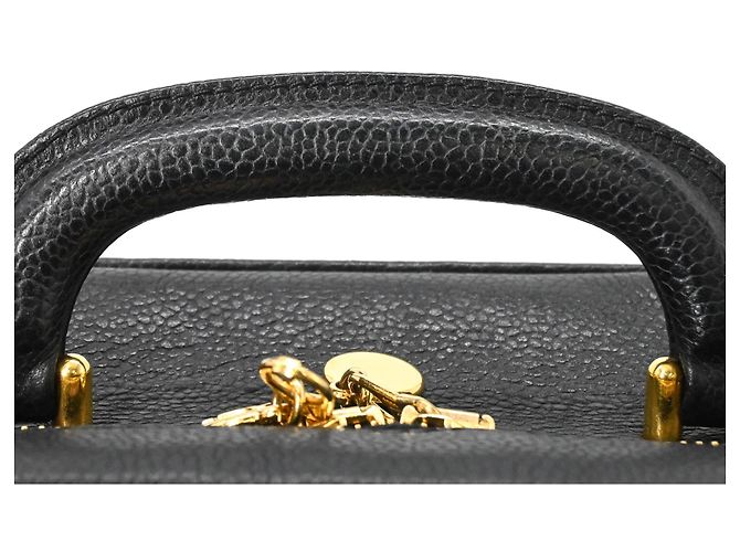 Borsa Vanity in Pelle Caviar Chanel Coco Mark Nero - vista 6