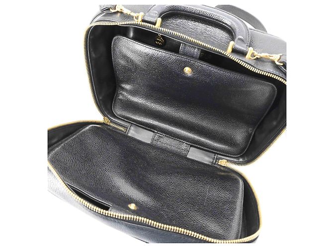 Borsa Vanity in Pelle Caviar Chanel Coco Mark Nero - vista 8