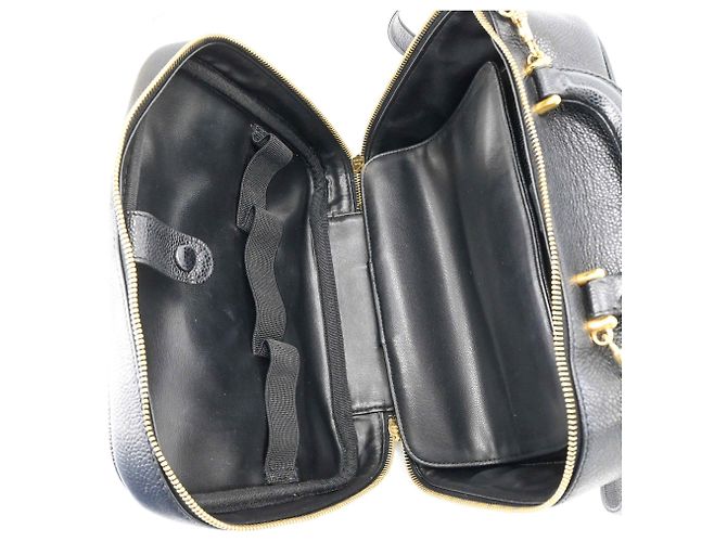 Borsa Vanity in Pelle Caviar Chanel Coco Mark Nero - vista 9