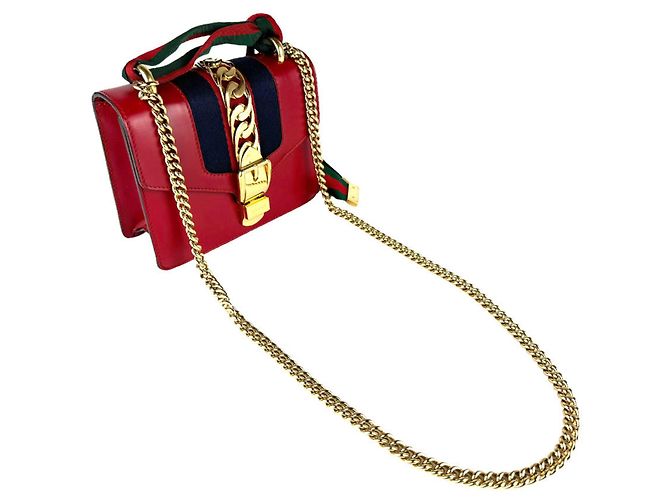 Borsa a Spalla Gucci Sylvie Rosso Blu navy - vista 10