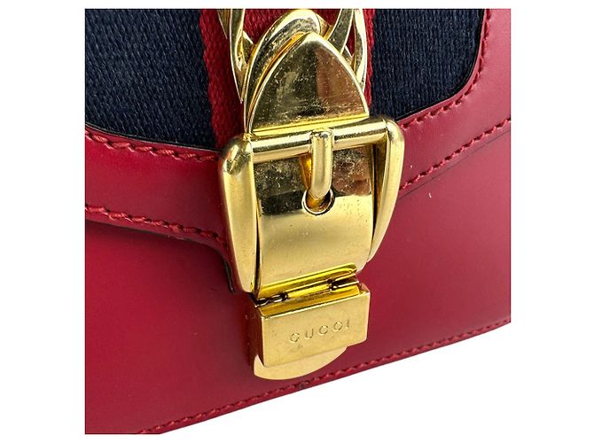 Borsa a Spalla Gucci Sylvie Rosso Blu navy - vista 11