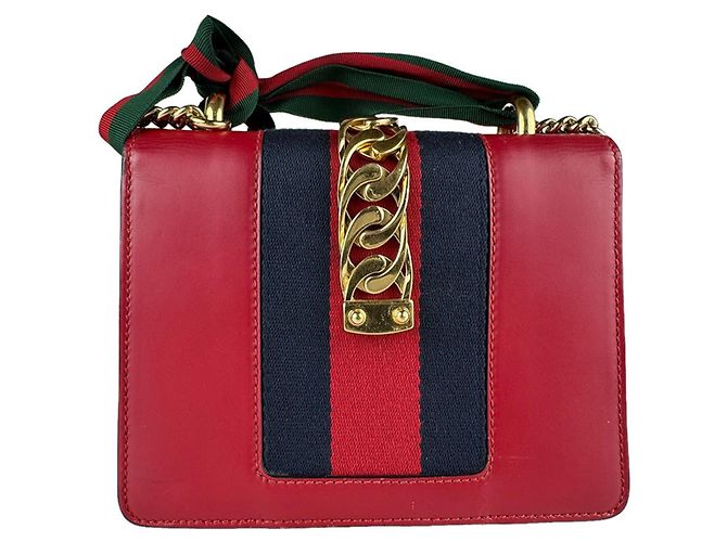 Borsa a Spalla Gucci Sylvie Rosso Blu navy - vista 3