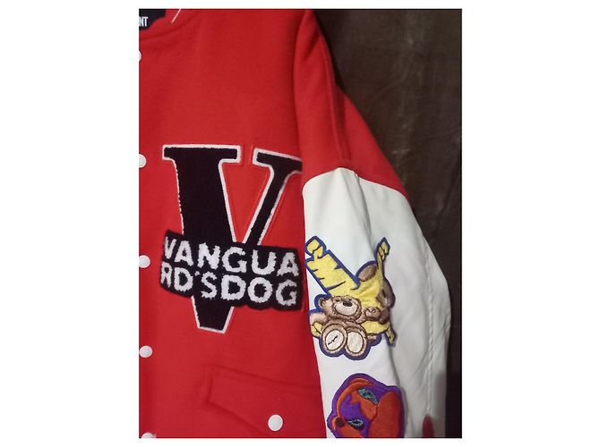 Autre Marque Wawe Movement Jacke, Rote Varsity mit Patch, Neu mit Etikett Schwarz Weiß - Ansicht 2