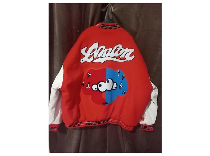 Autre Marque Wawe Movement Jacke, Rote Varsity mit Patch, Neu mit Etikett Schwarz Weiß - Ansicht 3