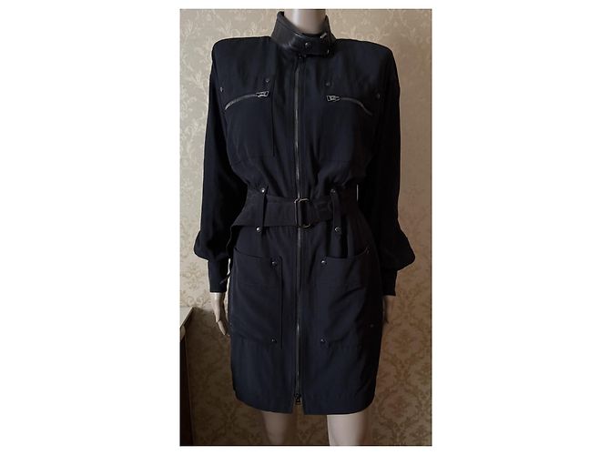Tom Ford Kleid Schwarz mit Lederdetails 38IT - Ansicht 12