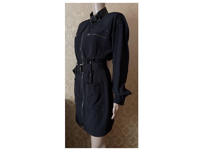 Tom Ford Kleid Schwarz mit Lederdetails 38IT - Ansicht 13