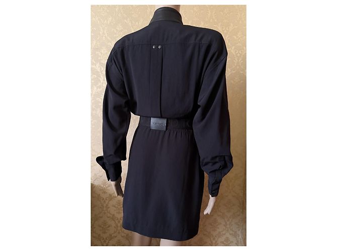 Tom Ford Kleid Schwarz mit Lederdetails 38IT - Ansicht 15