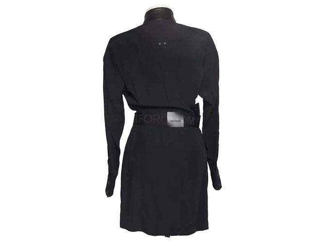 Tom Ford Kleid Schwarz mit Lederdetails 38IT - Ansicht 2