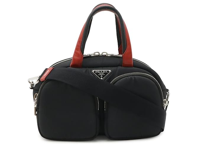 Borsa a mano Prada Triangle Mini Boston Nero Rosso - vista 2