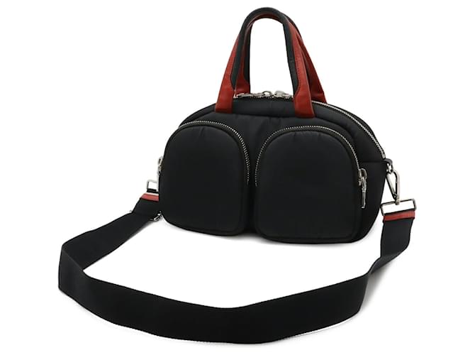 Borsa a mano Prada Triangle Mini Boston Nero Rosso - vista 3