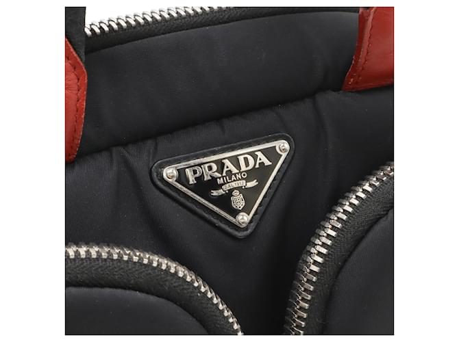 Borsa a mano Prada Triangle Mini Boston Nero Rosso - vista 5