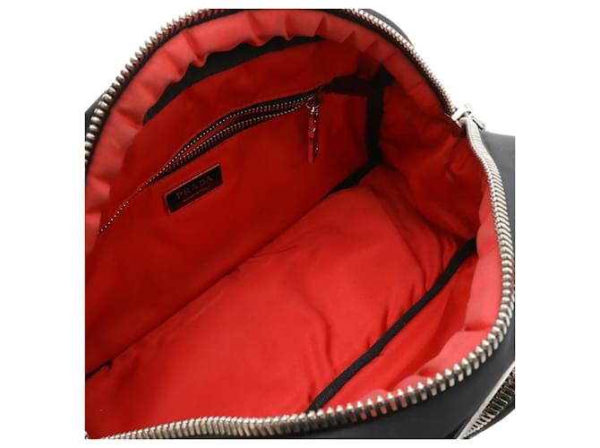 Borsa a mano Prada Triangle Mini Boston Nero Rosso - vista 9