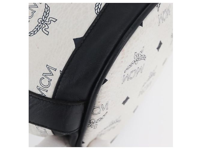 Borsa a Spalla MCM Vicetos Logogram in Pelle PVC Bianco e Oro Auth 173499 D'oro - vista 10
